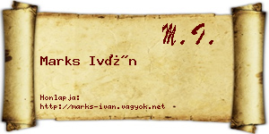 Marks Iván névjegykártya